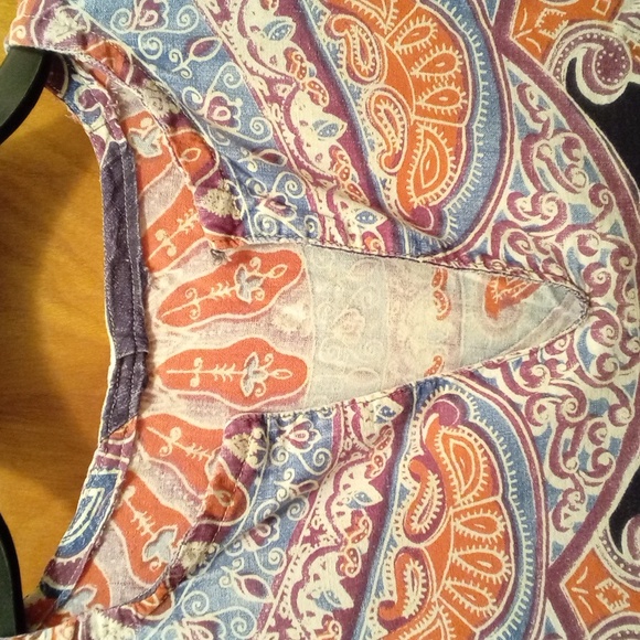 Vintage Hippie Shirt - Unisex / Bohemian Paisley Print Top - Picture 2 of 6